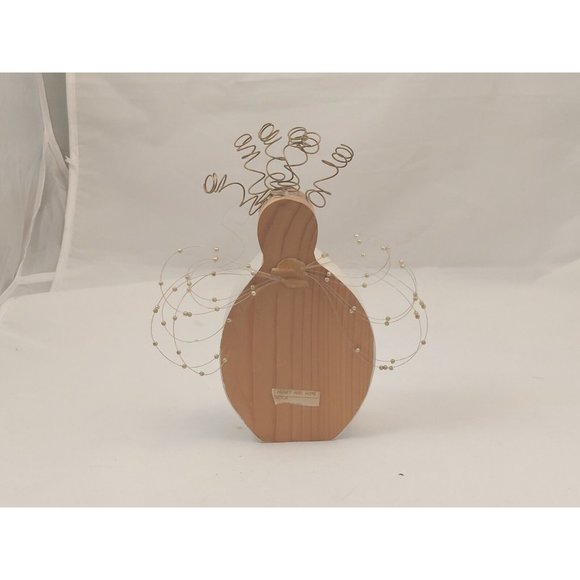 Wooden angel with copper wired hair ANGELS ARE OFTEN DISGUISED AS FRIENDS 8" - Picture 4 of 6
